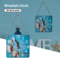 retro wooden wall clock shoulder bag shape square hanging clock with string for home bedroom silent scanning 2525cm xh8z
