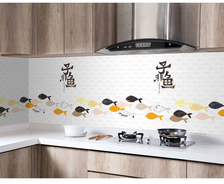 Kitchen clean up self-adhesive oil resistant adhesive paper high-temperature resistant stove anti-oilproof wall sticker tile