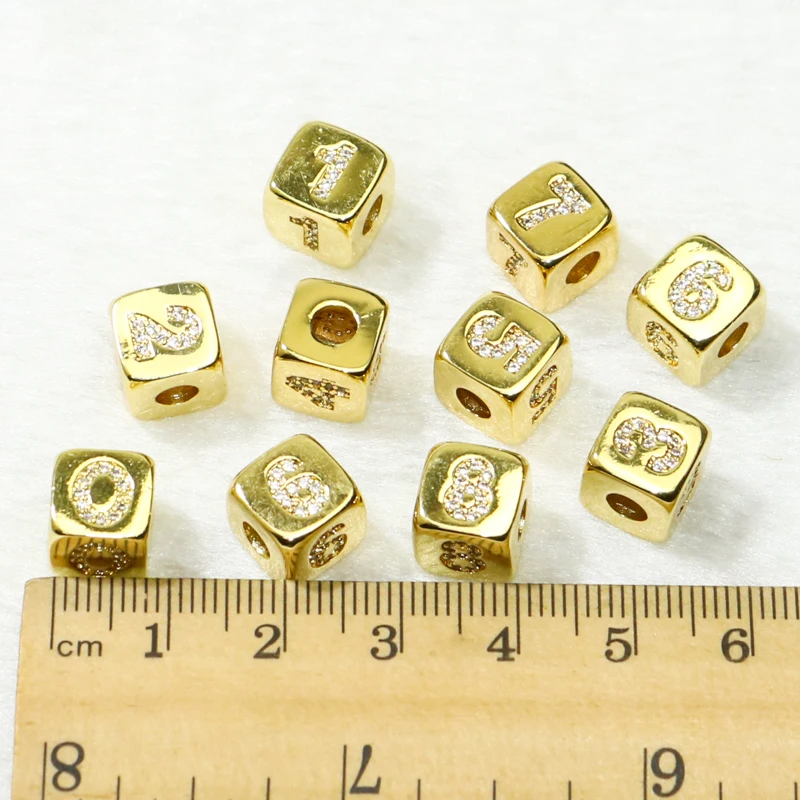 

12Pcs Zircon Number Charms Gold color Cube jewelry charms Accessories for jewelry making zircon pendant gift for lady 50267