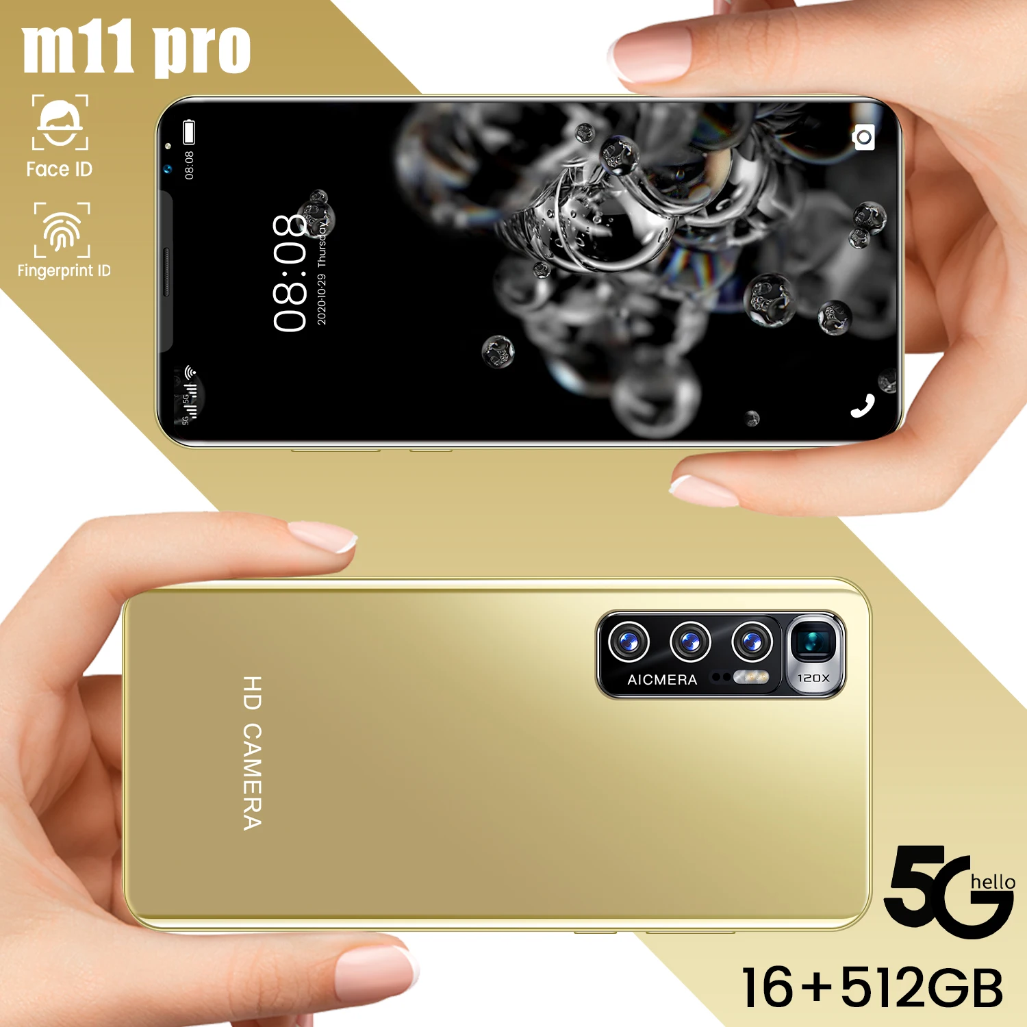 

M11 Pro 16GB+512GB 24MP+32MP 5g Net 10 Core 6800mAh 5.5 Inch Unlock Global Version Celulares Smartphone Android 10.1