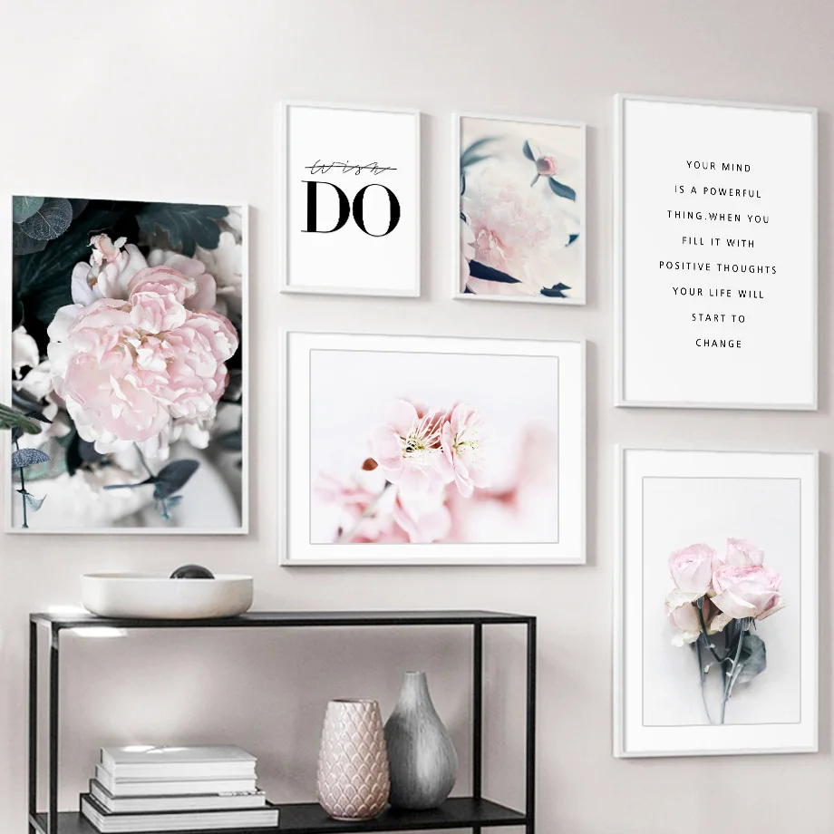 Роза пион цветок сливы искусство Картина на холсте скандинавские постеры и