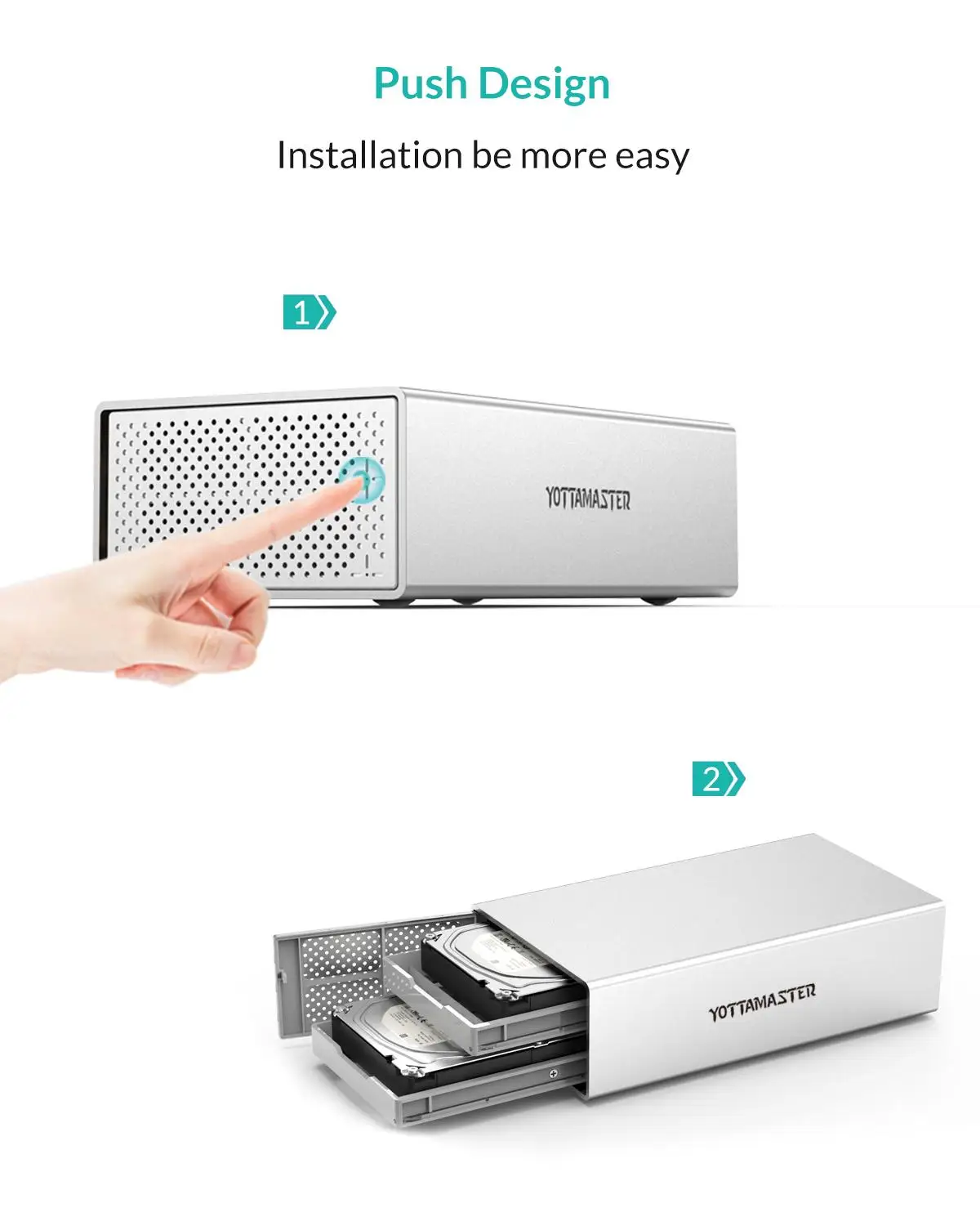 Yottamaster Алюминий 2 Bay 5 &quot/3 5&quot USB3.0 Корпус внешнего жесткого диска SATA3.0 Поддержка 2x10