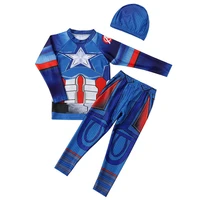4 11 year boy long sleeve two pieces suit with cap children cool cartoon swimsuit 2019 kid swimwear swimming suit bathing suit