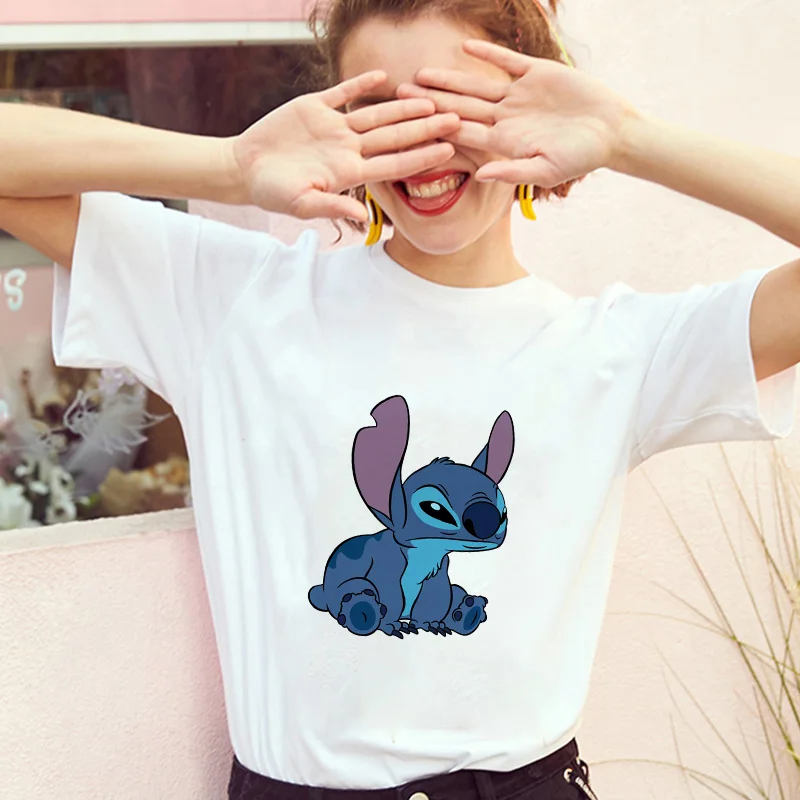 Showtly тематика «Лило и Стич» Harajuku Kawaii футболки для девочек приключенческий комедийный мультфильм женский Vacay режим печатных Повседневное футболка милый