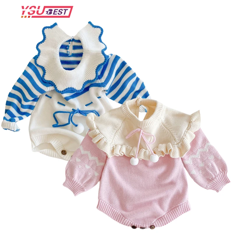 

Вязаные Комбинезоны для маленьких девочек; Шерстяные вязаные комбинезоны с длинными рукавами для маленьких принцесс; Комбинезон с треугол...