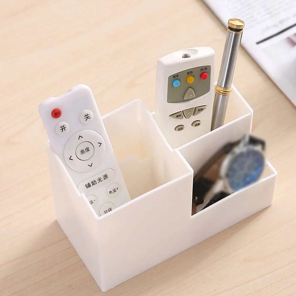 

Hot Newest Four Grids Stationery Storage Box Desk Organizer Remote Control Holder Table Storage Box For Home Office