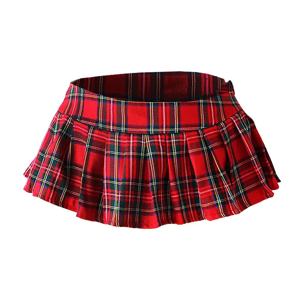 

Women Sexy Lady Plaid Skirt Schoolgirl Sleepwear Mini Short Skirt Night Super Mini Pleated Size M XL