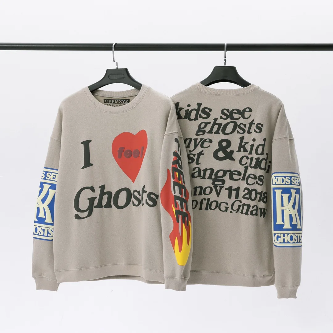 

Kanye West Graffiti Letter Print Plus Velvet Hoodie Men Women Harajuku Sweatshirt Kanye West Hip Hop Stranger Things Hoodies