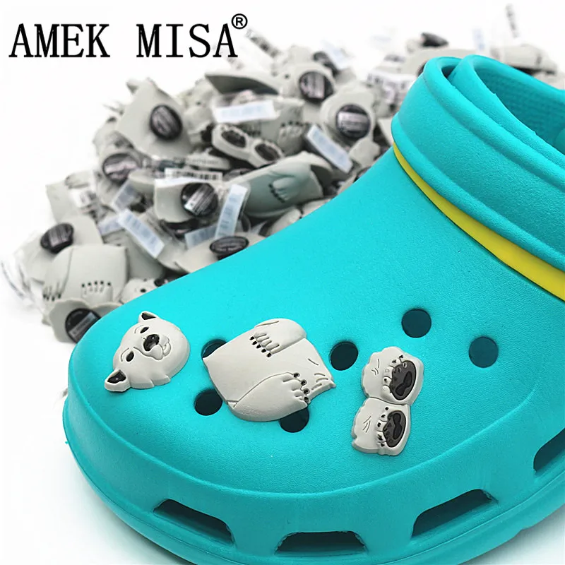 

3Pcs a Set Shoe Decorations Novelty Cute PVC Animal 3D Polar Bear Garden Shoes Accessories Croc Buckles Charm Ornaments 3D-BJX03