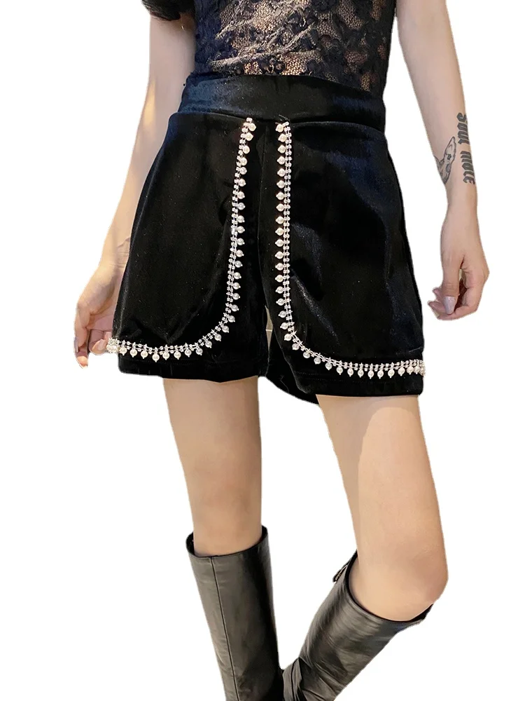 

high waisted velour shorts for women high waisted velvet shorts woman bootie shorts hotpants women pearl shorts