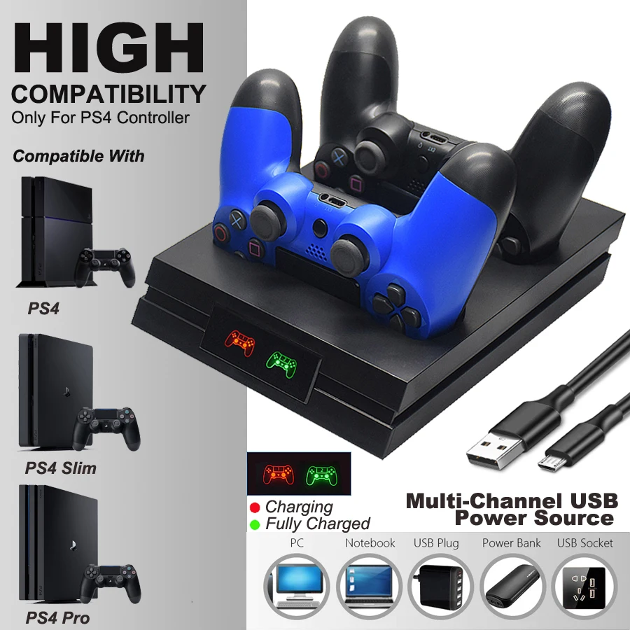 Беспроводное зарядное устройство для контроллера PS4 Pro Slim док станция быстрой