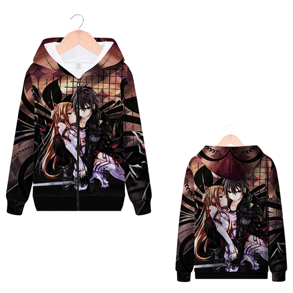 

Anime Sword Art Online SAO Casual Zipper Hoodies 3D Print Women's Student Streetwear Girl Hiphop Teenager Jacket Hooded Coat