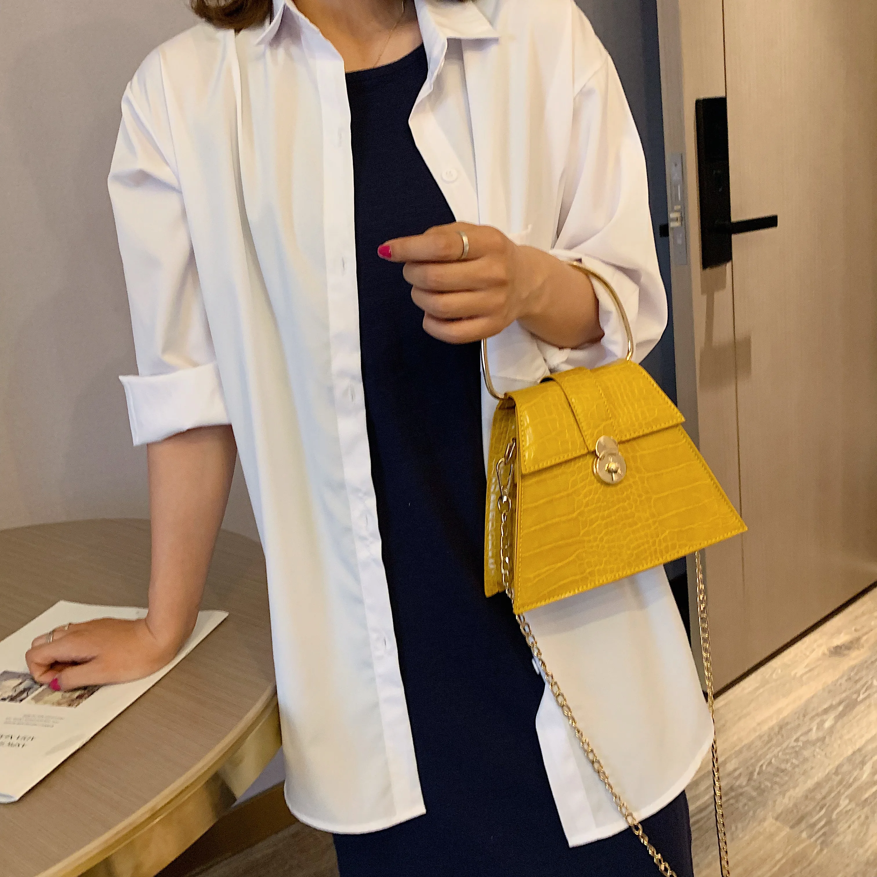 Трапециевидный камень шаблон PU кожа сумки через плечо для женщин 2019 плеча