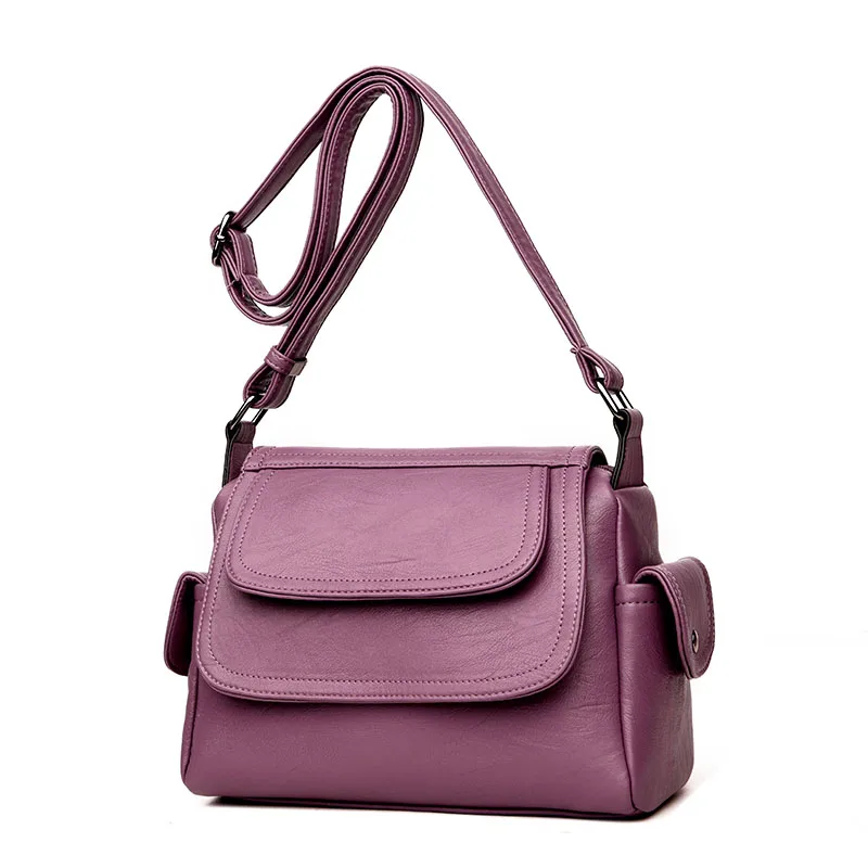 PURPLE Хит, много карманов, кожаные роскошные сумки, женские сумки, дизайнерские сумки, женские сумки-мессенджеры, сумки через плечо для женщин - Цвет: PURPLE