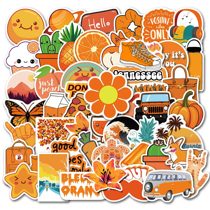 50 шт. оранжевые наклейки упаковка водонепроницаемые классные для девочек