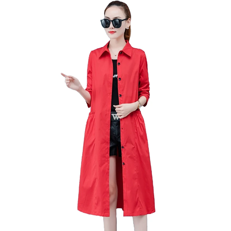 Тренчкот женский тонкий однобортный свободный с воротником-поло A3211 2020 | Женская