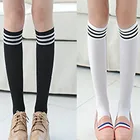 Модные женские чулки до бедра выше колена, стильные женские носки, хлопковые осенне-зимние теплые нескользящие носки для девочек, 1 шт.