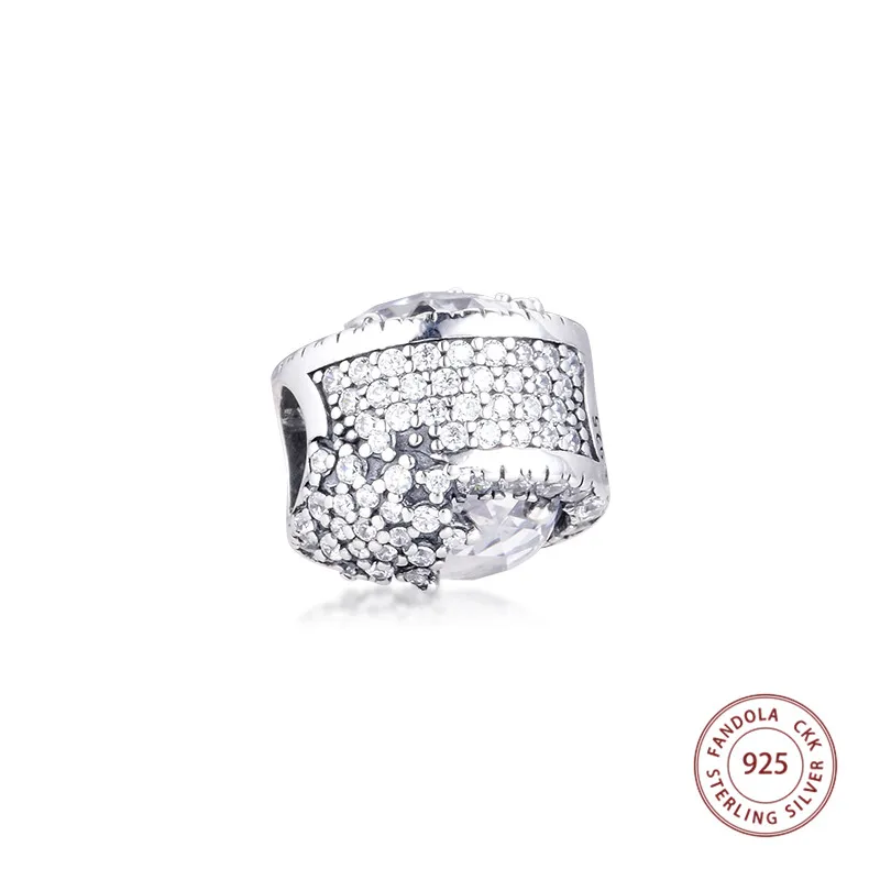 Шарм-бусина из серебра 100% пробы с фианитами | Украшения и аксессуары