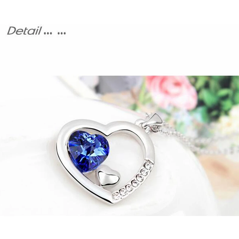 SHDEDE Хрустальное Двойное сердце ожерелье с кулоном Женская Классическая Новая