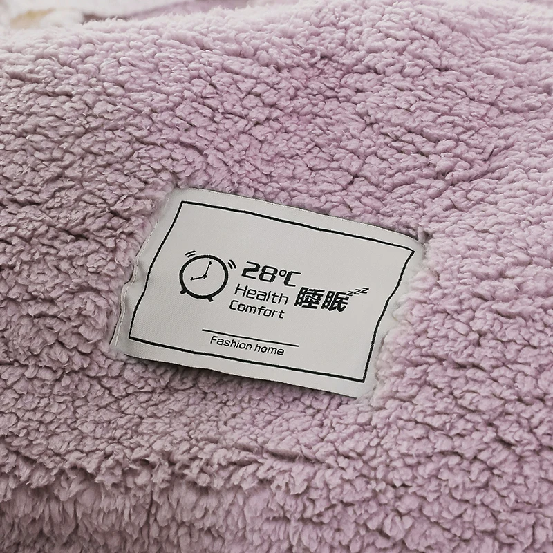 

Home Textiles Quilt Cover 1pcs Pillow Case 2pcs Winter bedding sets soft warm lamb cashmere duvet cover solid fleece bed cover