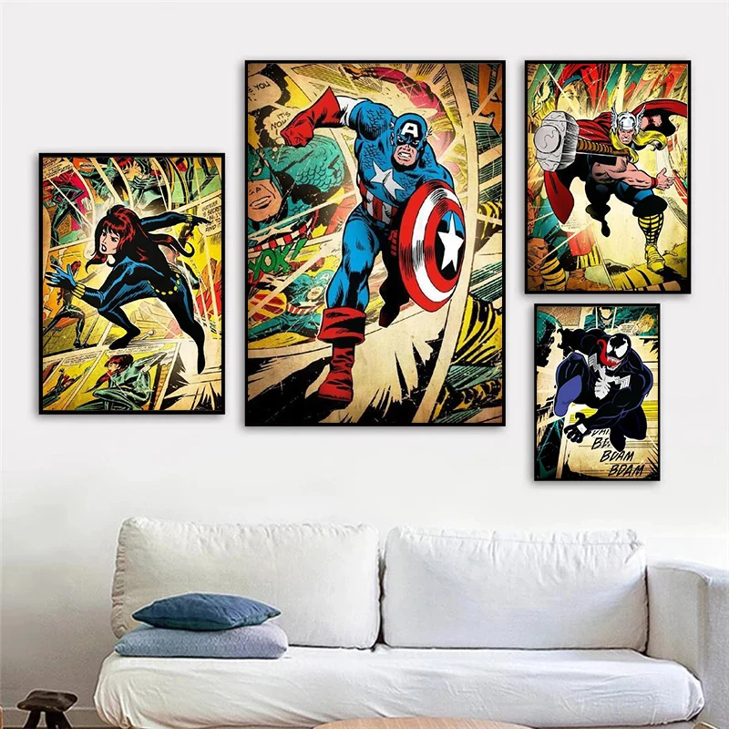 Постеры и принты на холсте с героями комиксов Marvel супергерои Капитан Америка