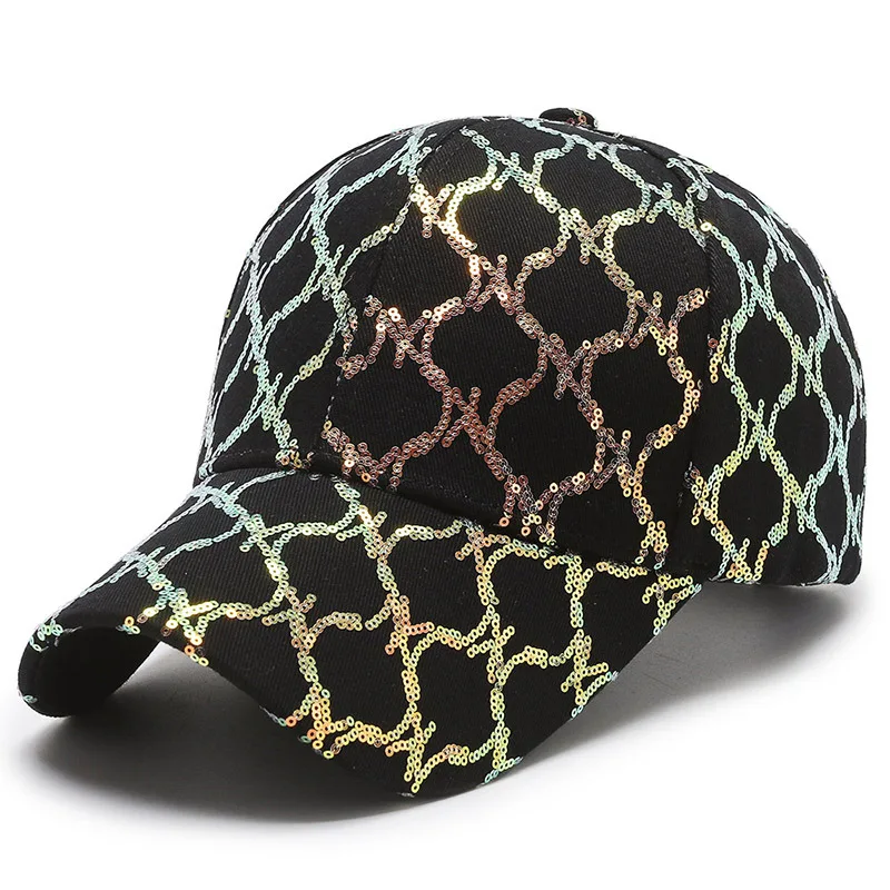 Fashion Trend Sequins Baseball Cap Lady Street Outdoor Beach Snapback Hat Summer UV Protection Visor Hat