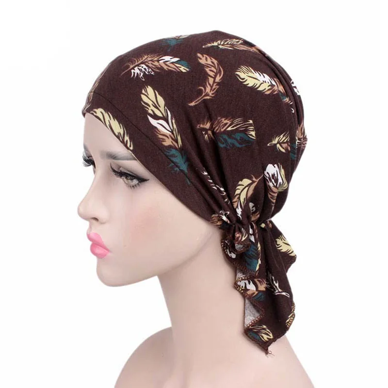 

Women Turban Hat Bohemia Style Flower Hijab Caps Beanie Ladies Hair Accessories India Hat Muslim Scarf Cap