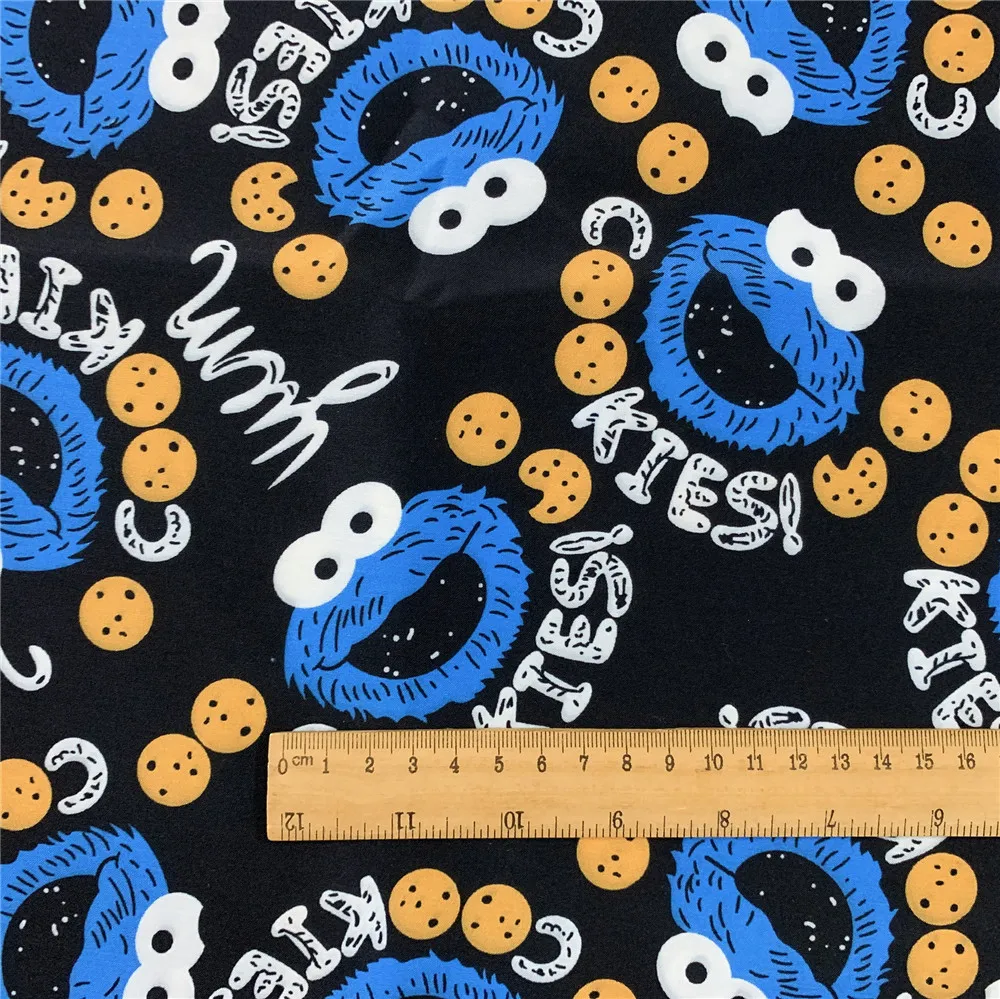 50x145cm Black Cookie Monster Polyester Cotton Fabric for baby shirt Hometextile Mask Slipcover Cushion DIY Material | Дом и сад