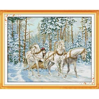everlasting love the cart go through the snow chinese cross stitch kits ecological cotton stamped 11ct diy christmas decorations