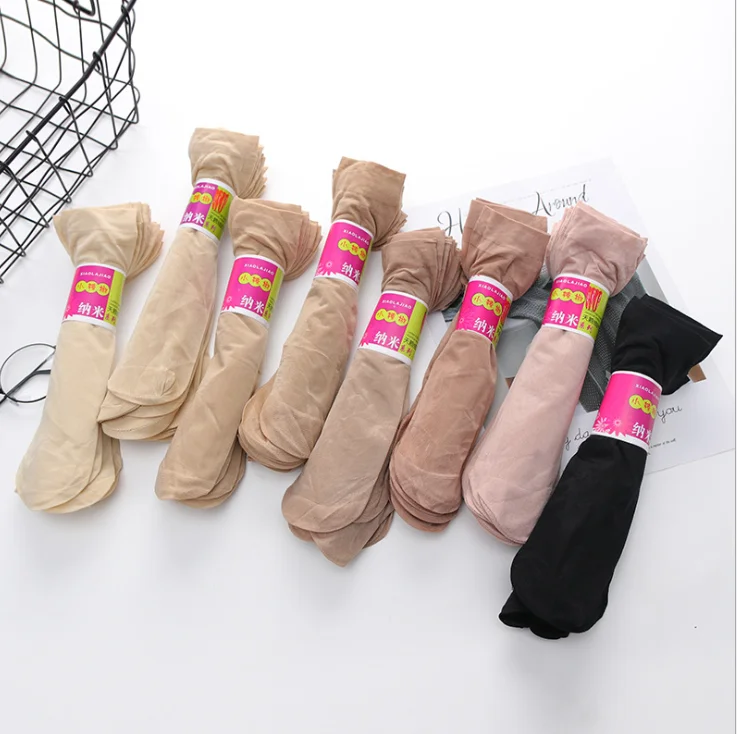 

10pairs/lot wholesale women socks anti-hook silk black non-slip ultra-thin summer crystal transparent ankle socks