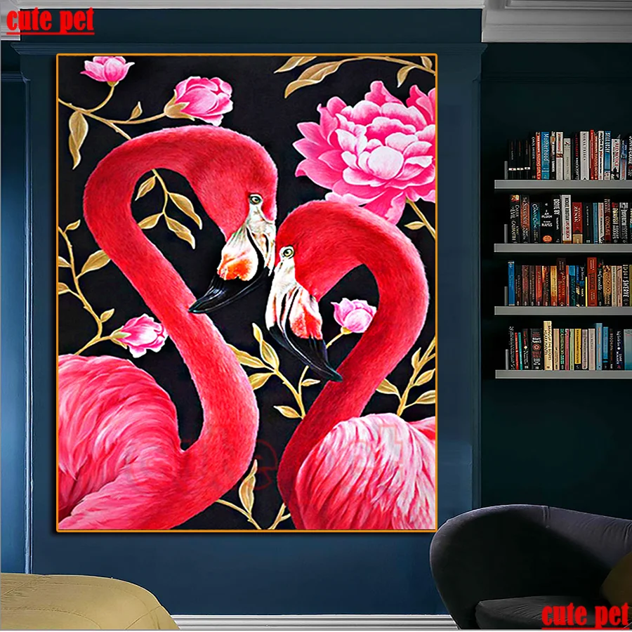 

diamond painting Flamingo animals rhinestone diamond full square round Drill Cross Stitch diy mosaic handmade embroidery Decor