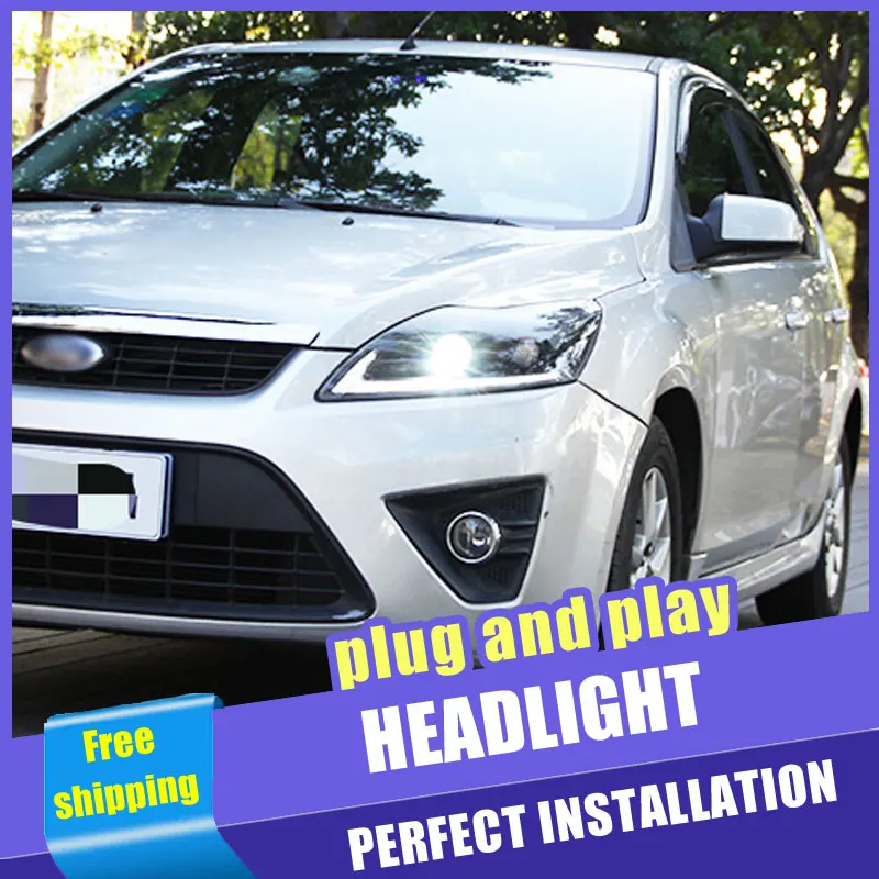 2 шт. автомобильный стиль светодиодный фары для Ford Focus 2009-2013 для фокусировки Головной фонарь светодиодный DRL Объектив двойной луч H7 HID Xenon bi xenon объектив
