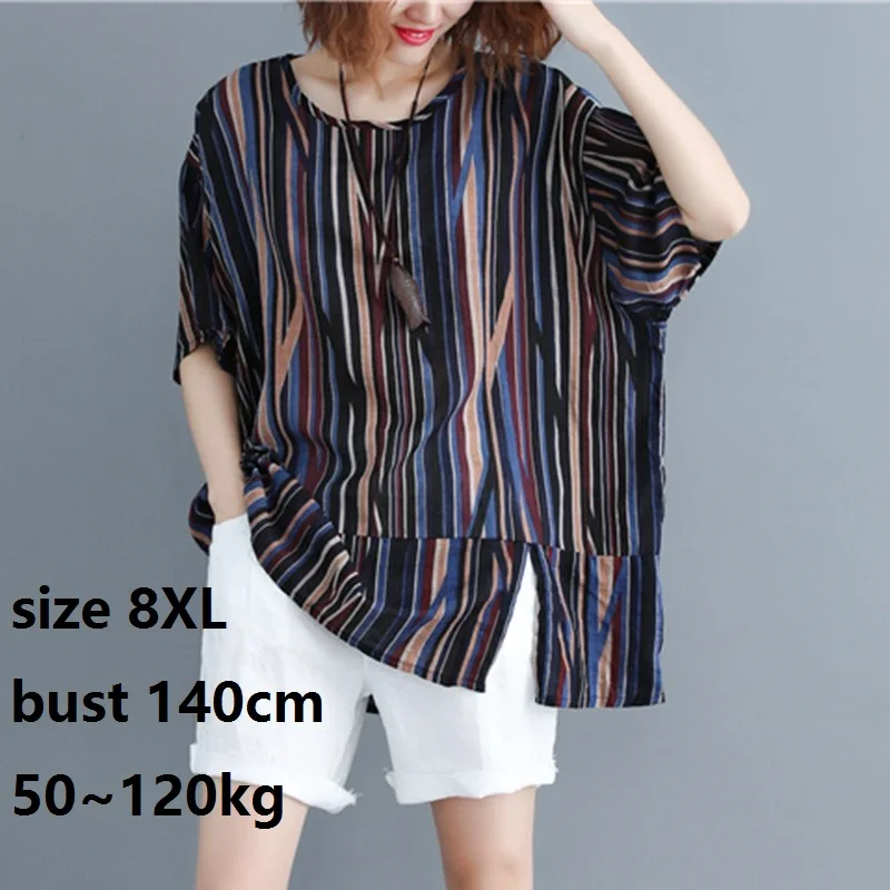 Женская хлопковая льняная блузка Повседневная Свободная длинная футболка в