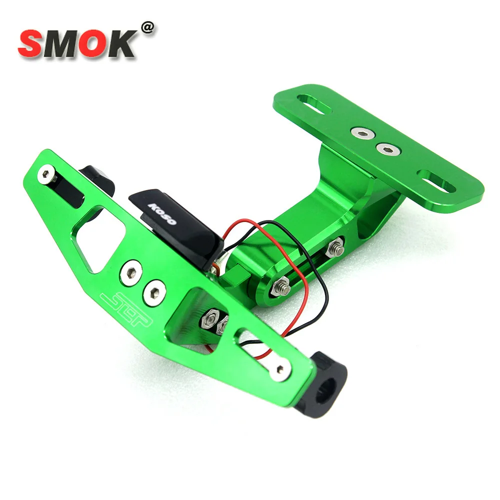 

SMOK For Motorcycle CNC License Number Plate Frame Licence Holder Rear LED Brake Tail Light For Ninjia250 Z800 Z1000