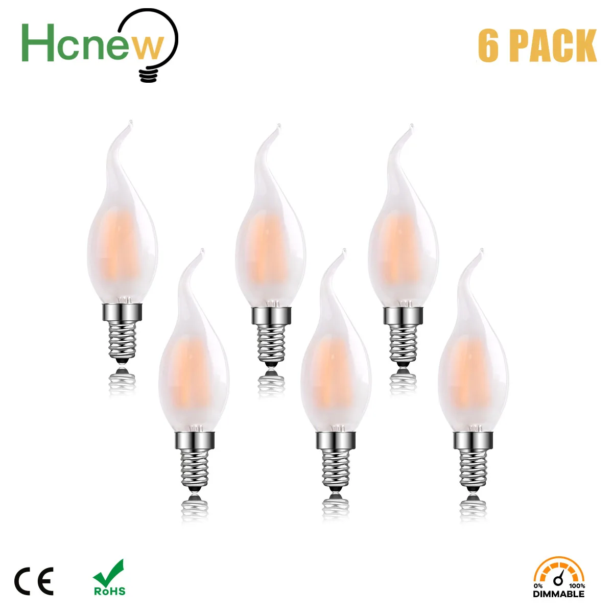 

Vintage Led Dimmable Candle light Frosted C35T E12 E14 110V 220V 4W 6W Warm white 2700K Filament Bulbs Lamp For Chandelier Light