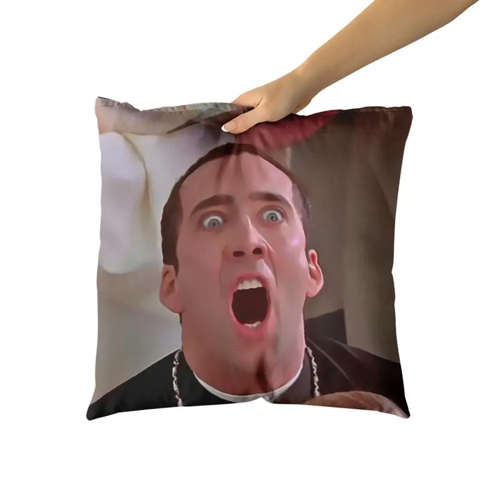 Наволочки для подушек с забавным лицом Николаса Кейджа из хлопчатобумажной