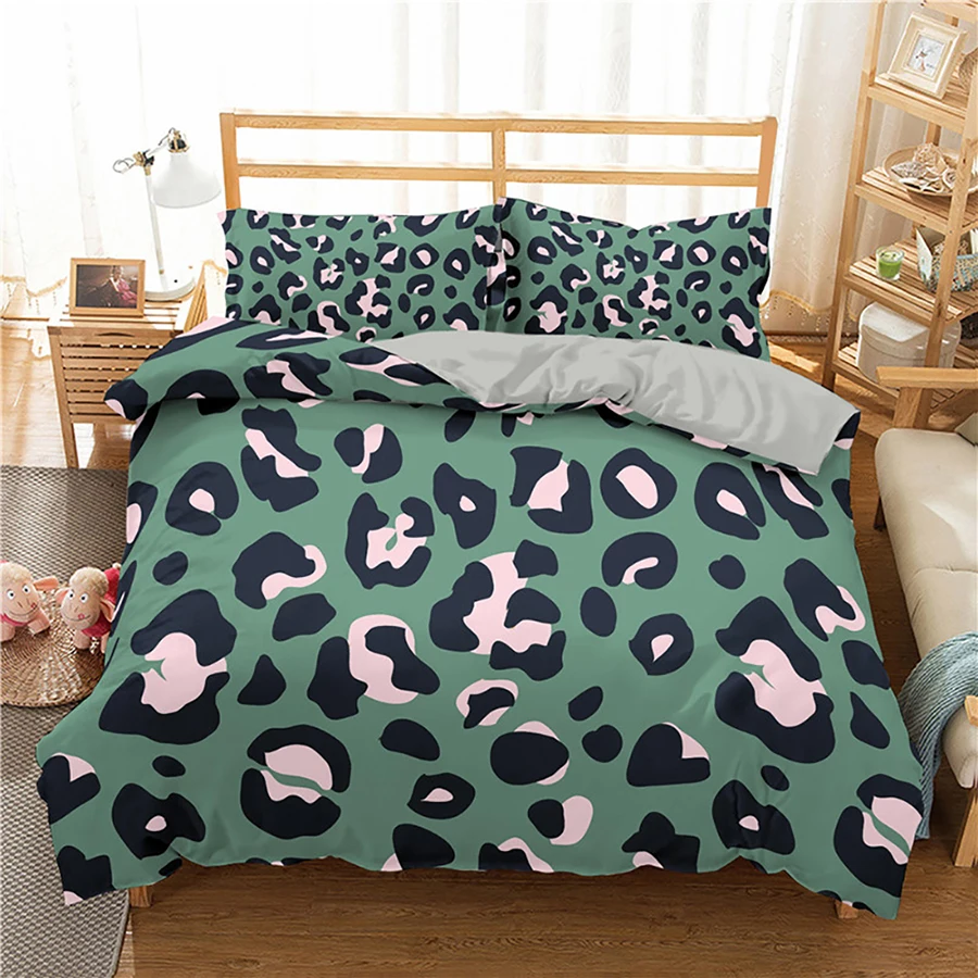 

oentyo Leopard Print Bedding Set Comforter Sets with Pillowcase Bedding Set Home Textiles Queen king Size Duvet Cover