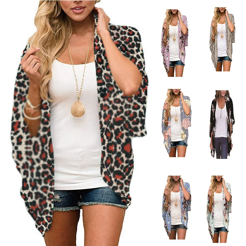 

Женское шифоновое кимоно в богемном стиле, с цветочным принтом