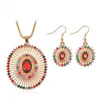 new bohemian style necklace earring set exquisite exaggerated gem jewelry set flower shape necklace womens earrings