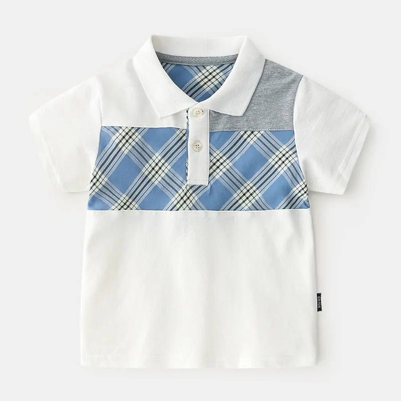 Boys Polo Shirt Plaid White Short Sleeve Shirts For Children School Baby Clothes |