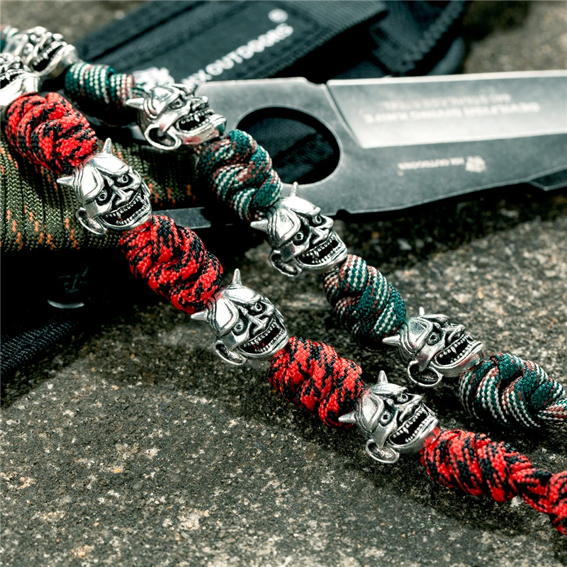 Мужской винтажный браслет с подвеской-маской Noh ручной работы регулируемый из