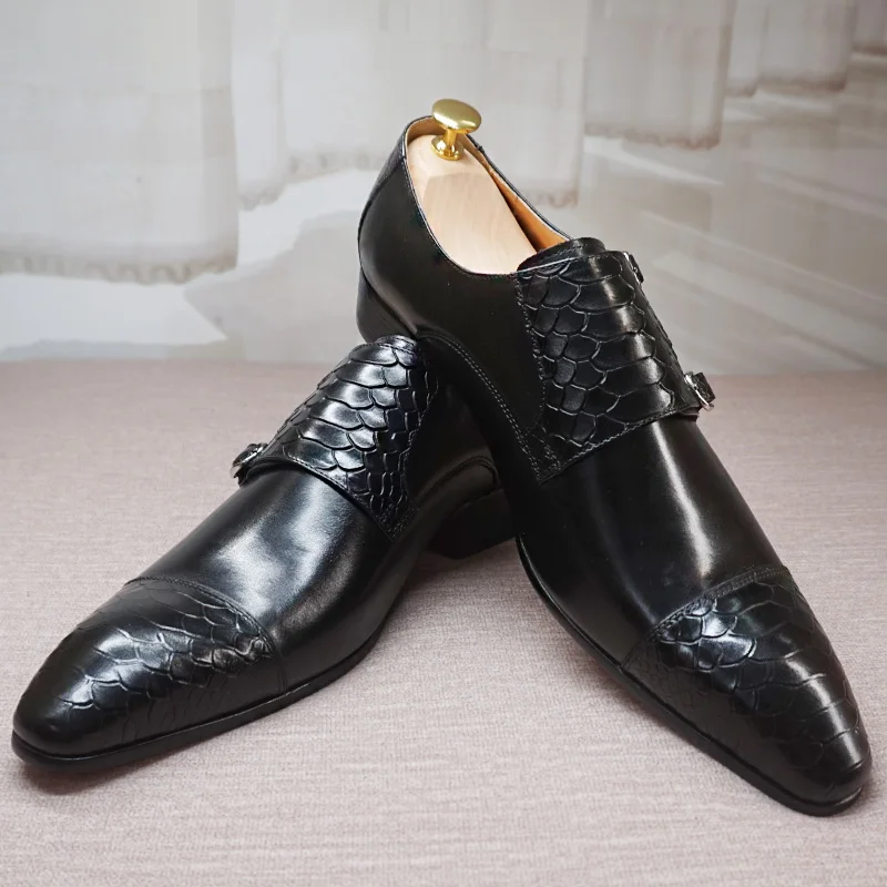 Luxury Designer Men's Loafers Double Monk Strap Shoes Genuine Leather Dress Shoes Black Brown Office Wedding Men Casual Shoes