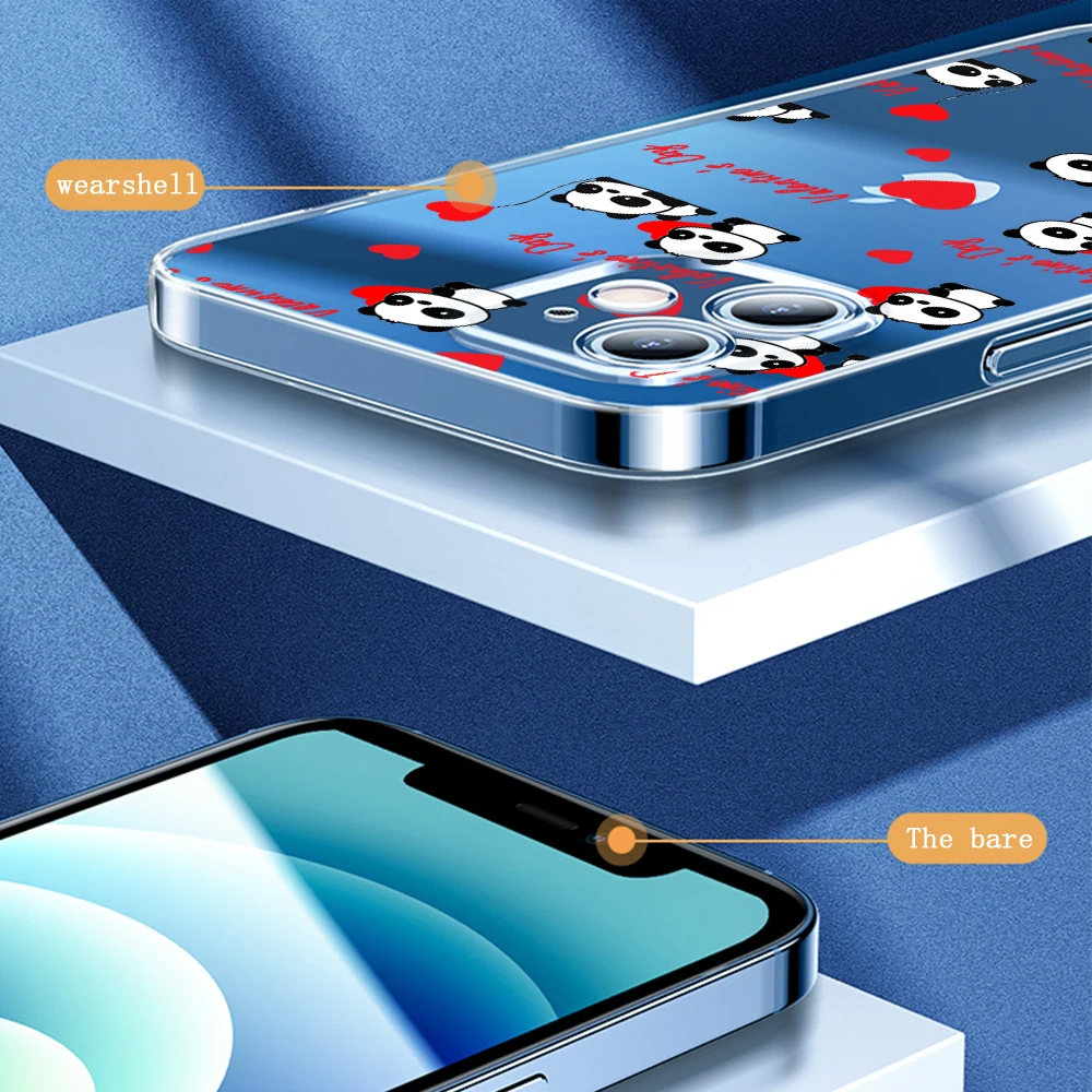 

iPhone 12 Mini 11 Pro Max Transparent Phone Case XR 5 6 7 8 Plus X S SE 2020 Cute Cartoon We Bare Bears Protective Back Cover