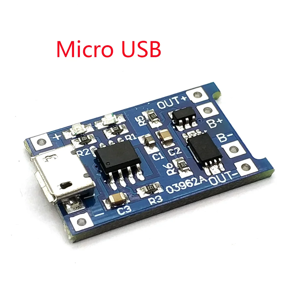 5 шт. зарядная плата TP4056 Micro USB В 1 А 18650 дюйма с двойной функцией защиты|Аксессуары