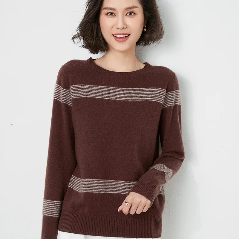 

100% Pure Wool Cashmere Sweater Woman O-Neck Pullover Autumn/Winter Casual Knitted Tops Korean Fashion Plus Size Female Jacket