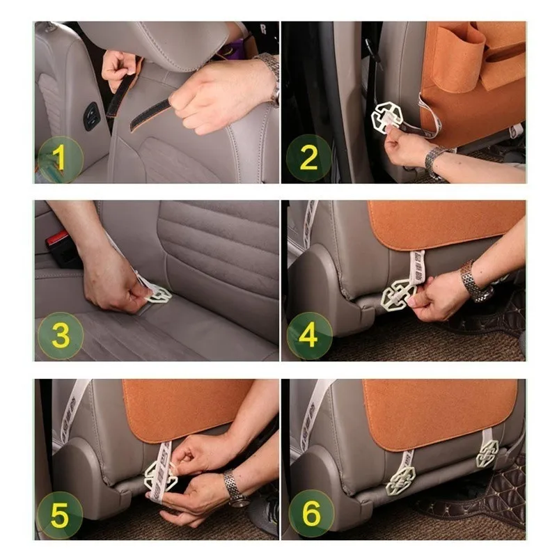 

Multi-Pocket Car Seat Back Organizer Storage Hanging Bag Cups Tissues Storage Phone Holder Felt Fabric Car Storage Bag 55x40cm