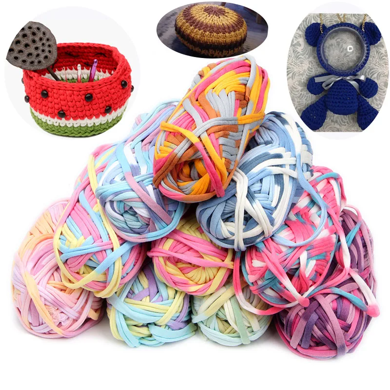 

100g/Ball 33M Width 2.8cm Thick Colorful Cloth Strip Yarn Hand Knitting Crochet Thread for DIY Handmade Carpet Basket Yarn