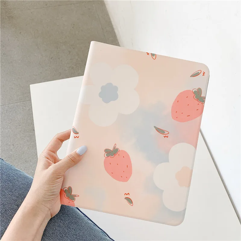 

Cute Orange Strawberry for IPad 2017 2018 9.7 Mini 5 with Pencil Holder Cases for IPad AIR 2 3 10.5 Pro 2019 7th 10.2 Inch Case