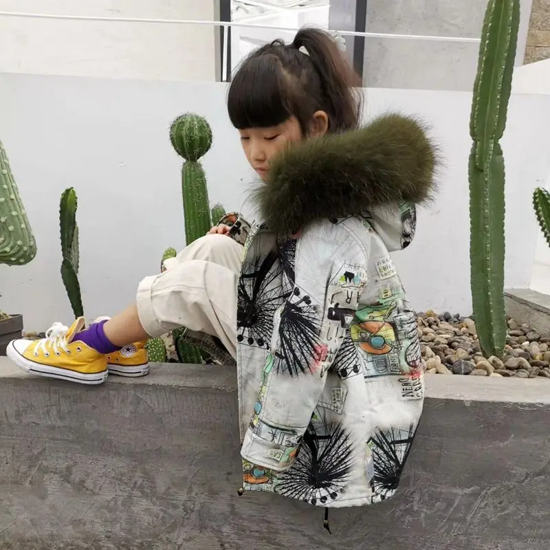 Зимняя меховая куртка для девочек; сезон осень-зима; детская верхняя одежда; пальто из натурального кроличьего меха; толстые теплые парки для маленьких мальчиков; TZ330