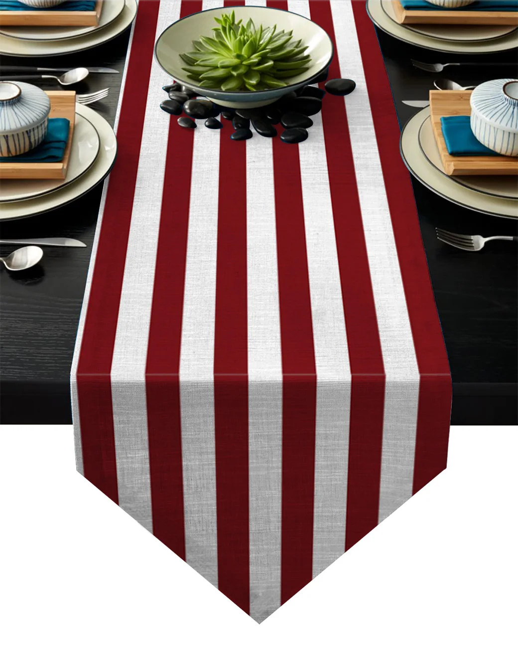 Красные белые полосы Рождество Геометрическая простота настольная дорожка